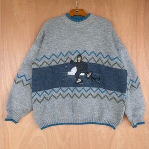 Gray Sweater with Arctic Design